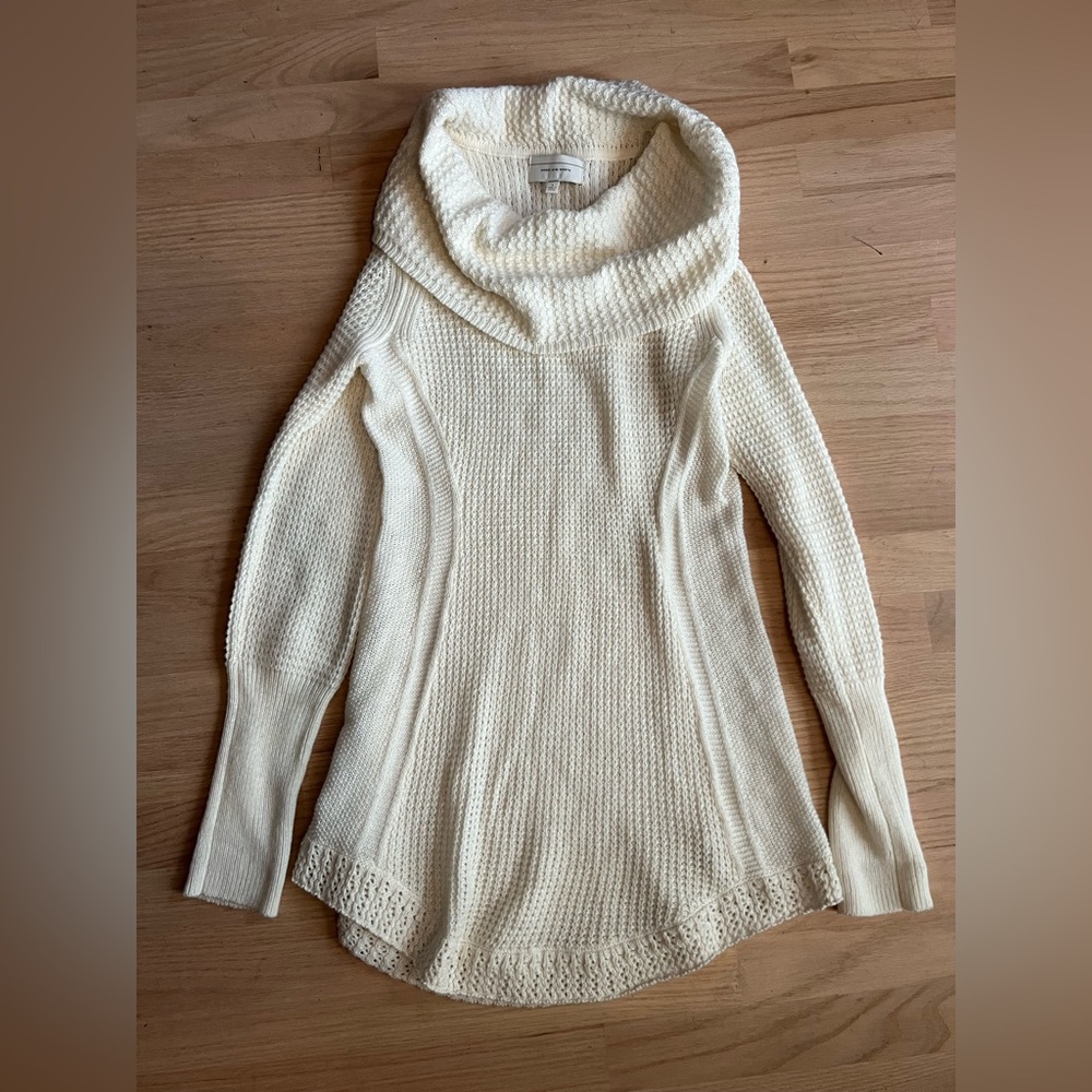 Anthropologie Angel Of The North Ivory Waffle Knit Sweater Dress S